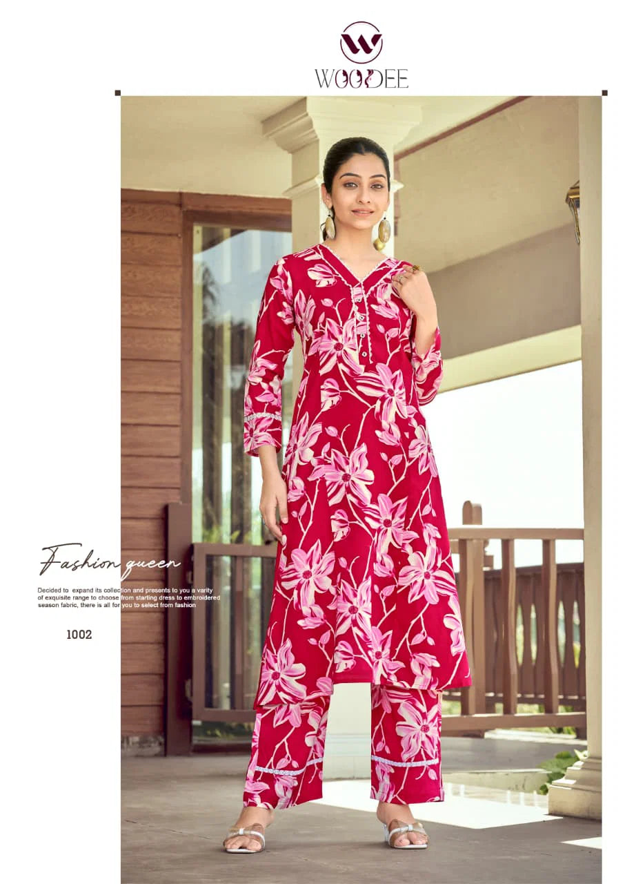 Woodee Shakira Vol 3 Rayon Printed Kurti With Bottom Dupatta