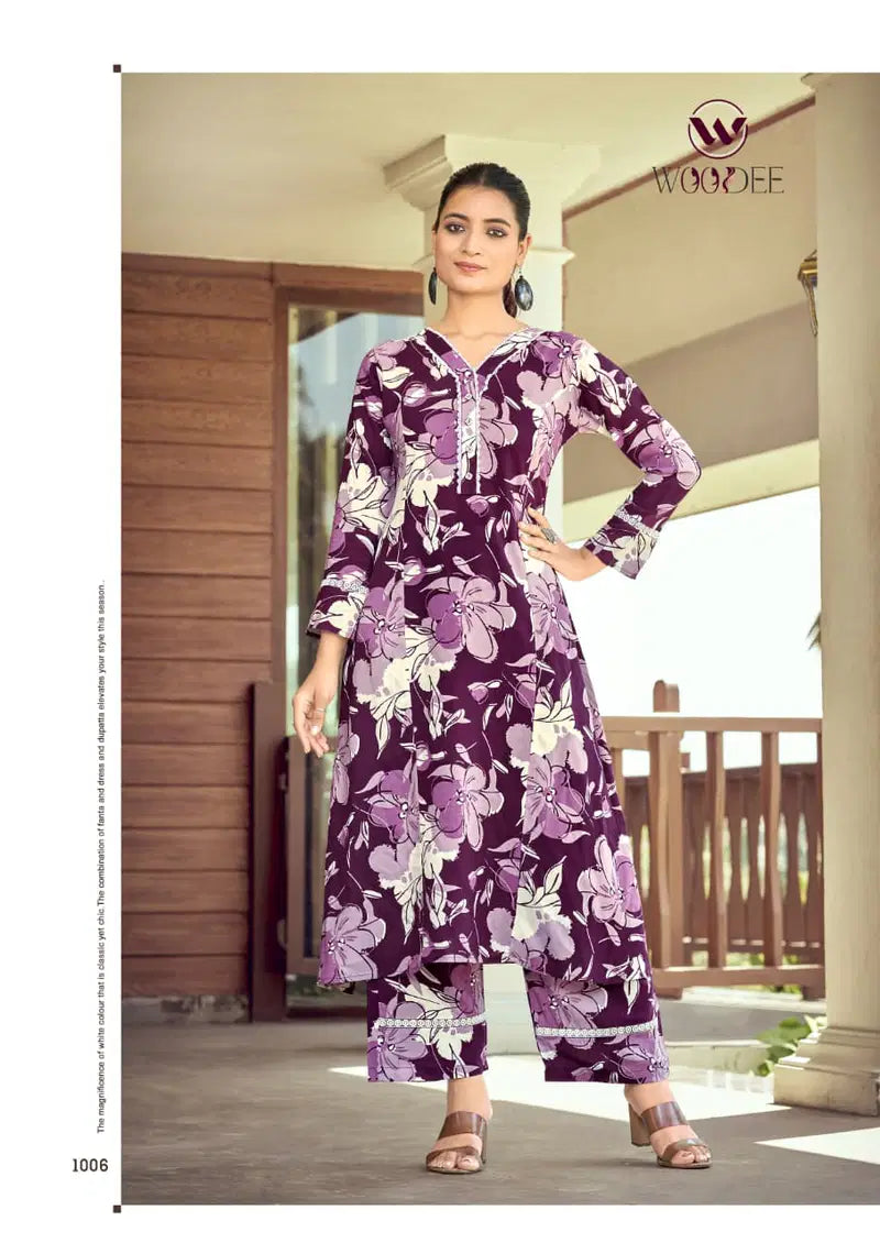 Woodee Shakira Vol 3 Rayon Printed Kurti With Bottom Dupatta