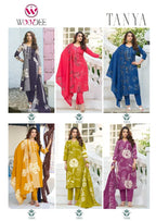Woodee Tanya Viscose Vertican Mirror Handwork Kurti Pant And Dupatta