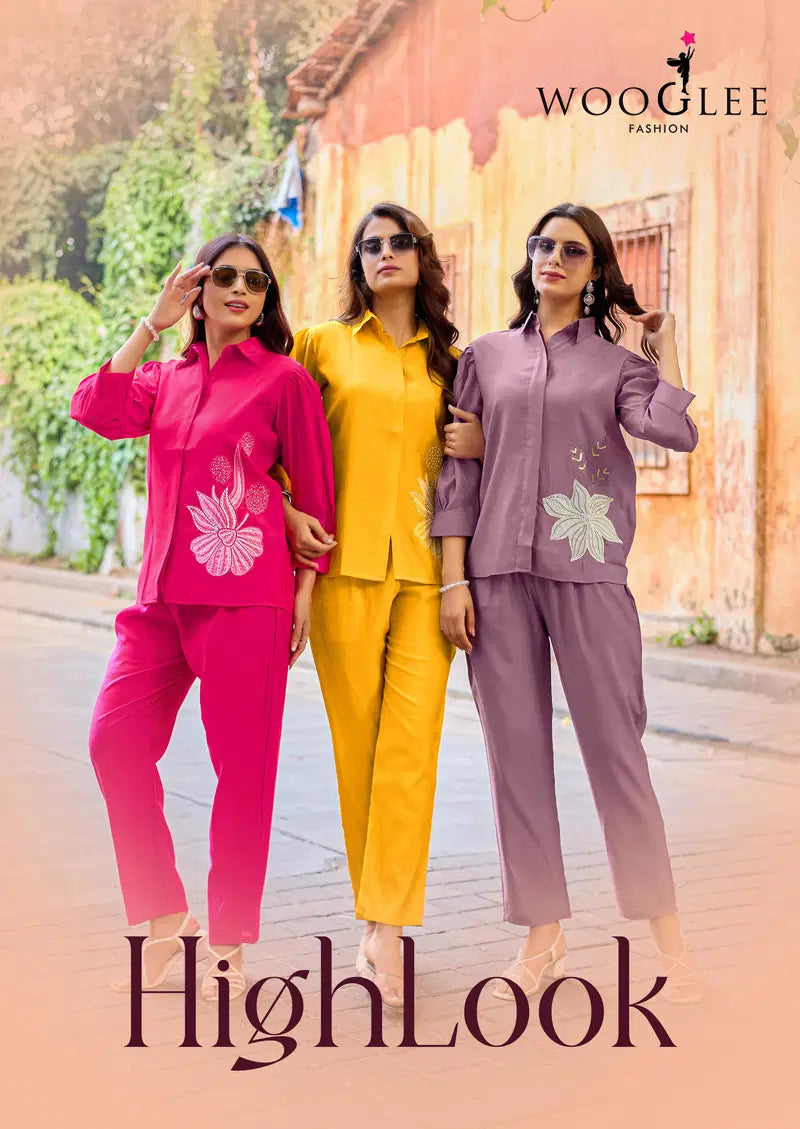 Wooglee High Look Russian Viscose Silk Co Ord Set Collection