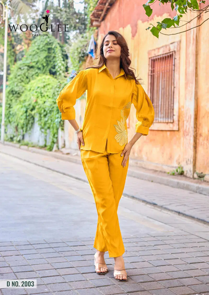 Wooglee High Look Russian Viscose Silk Co Ord Set Collection