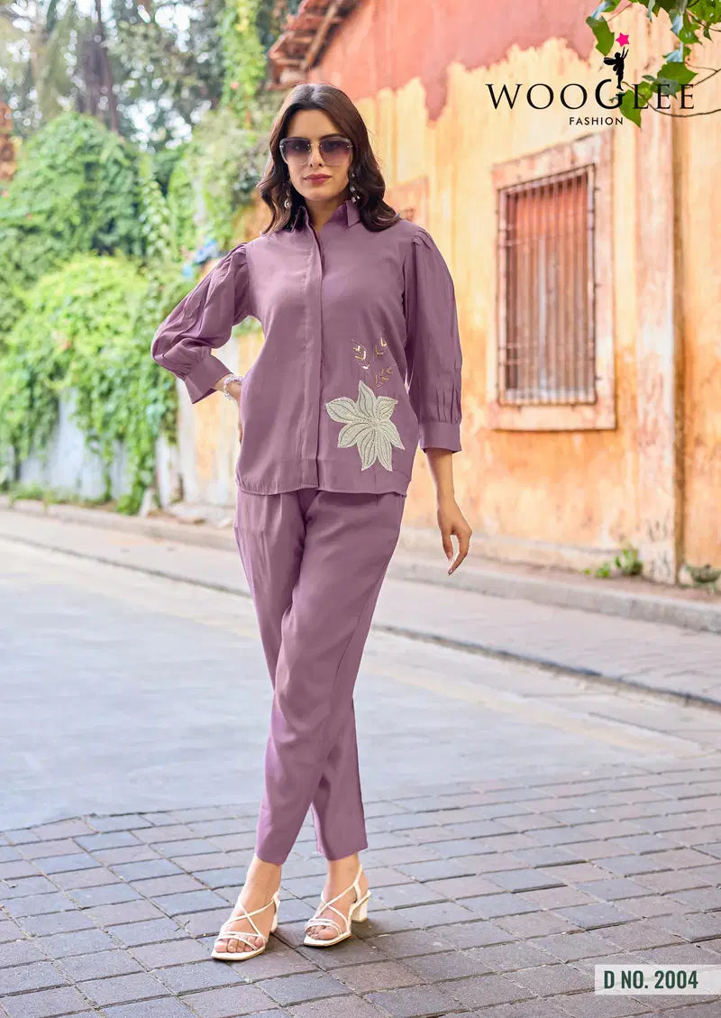 Wooglee High Look Russian Viscose Silk Co Ord Set Collection