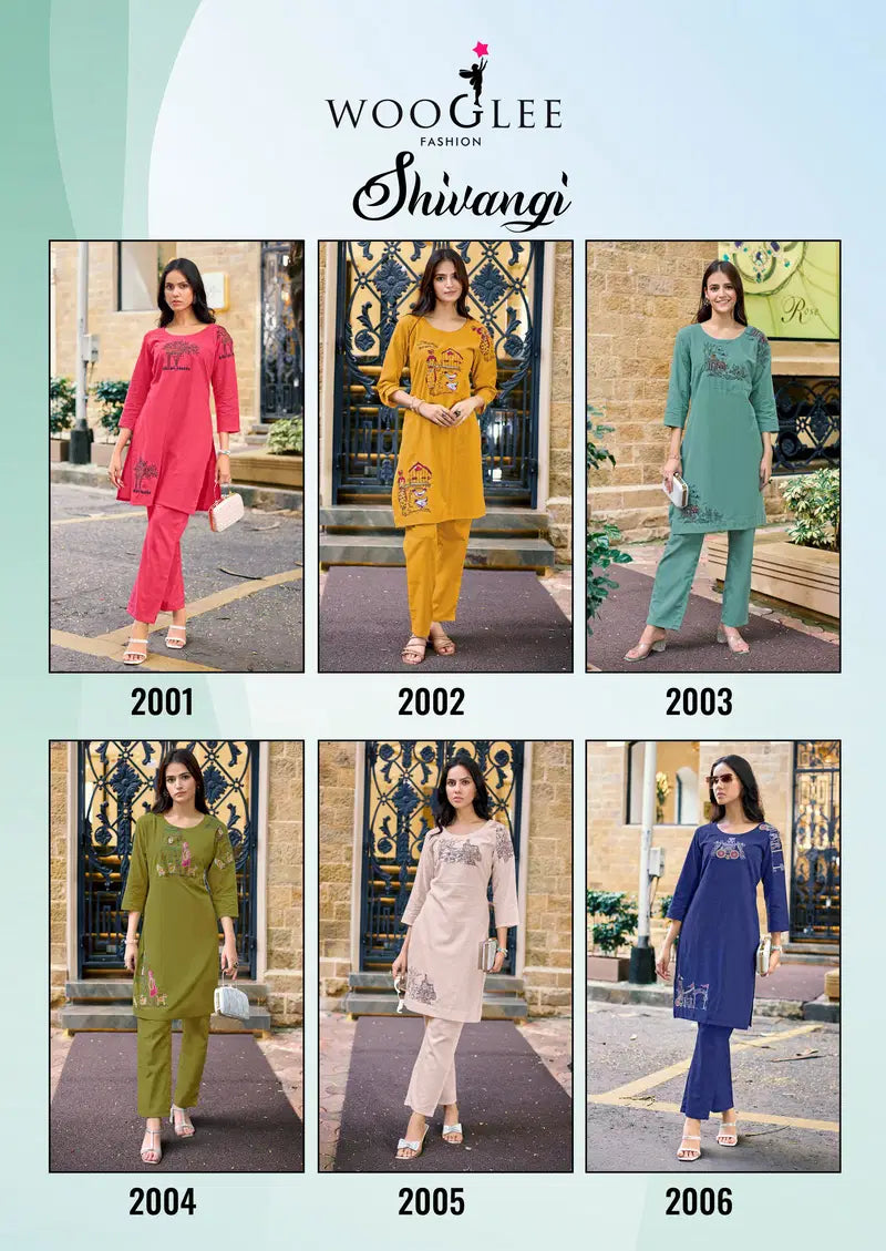 Wooglee Shivangi Cotton Flex Thread Worked Co Ord Set Collection