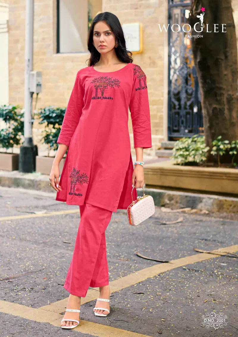 Wooglee Shivangi Cotton Flex Thread Worked Co Ord Set Collection