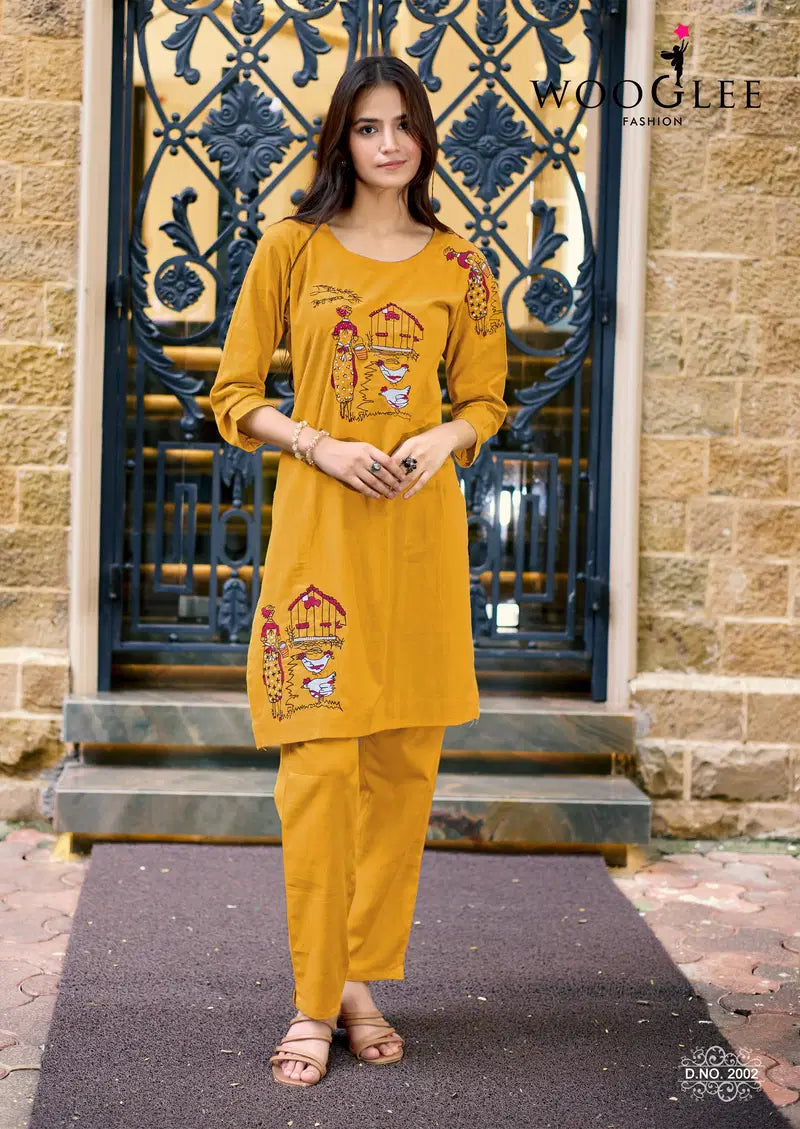 Wooglee Shivangi Cotton Flex Thread Worked Co Ord Set Collection
