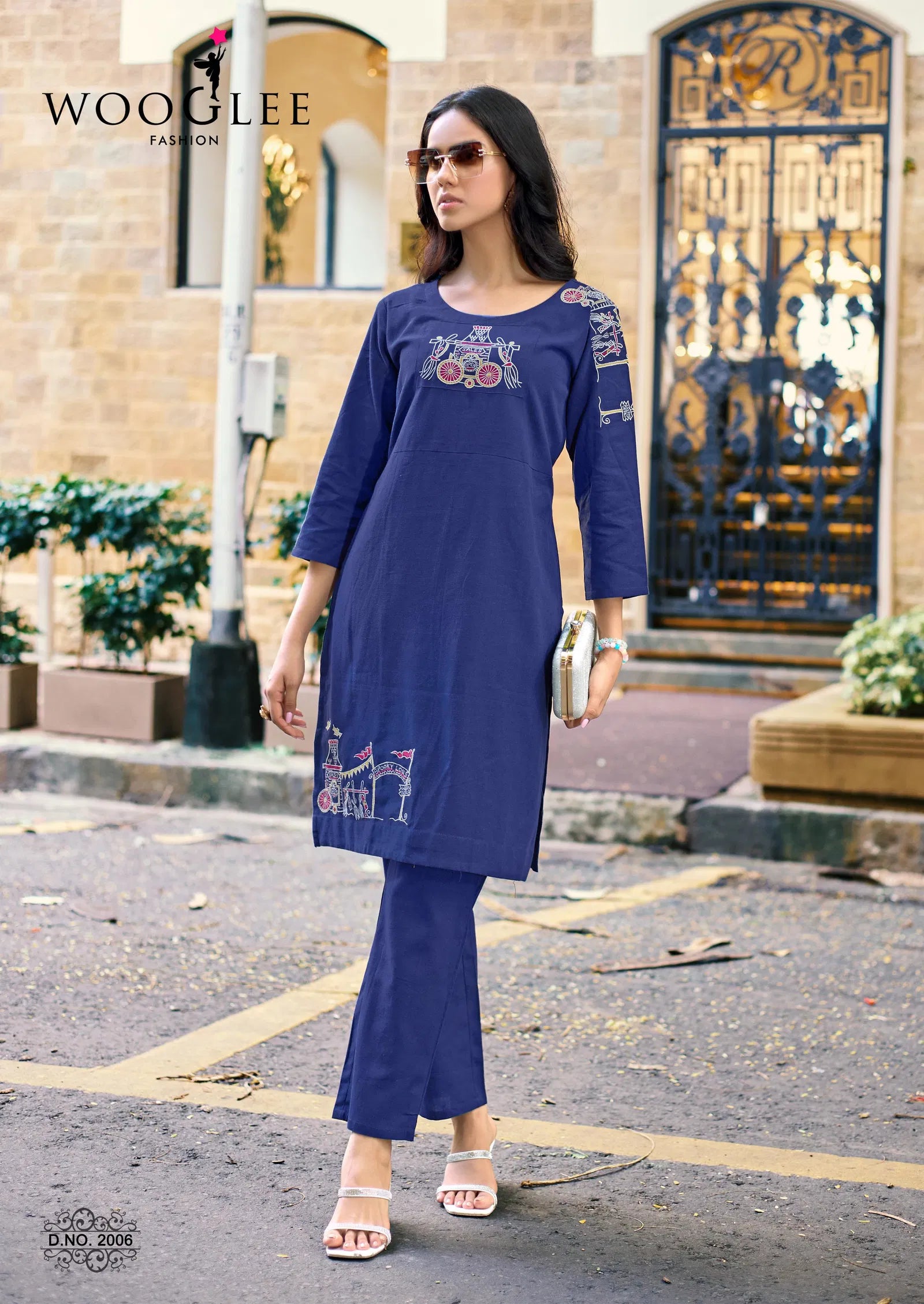 Wooglee Shivangi Cotton Flex Thread Worked Co Ord Set Collection