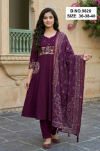 Yaashna 9825 To 9827 Dhabu Cotton Embroidery Anarkali Kurti Set