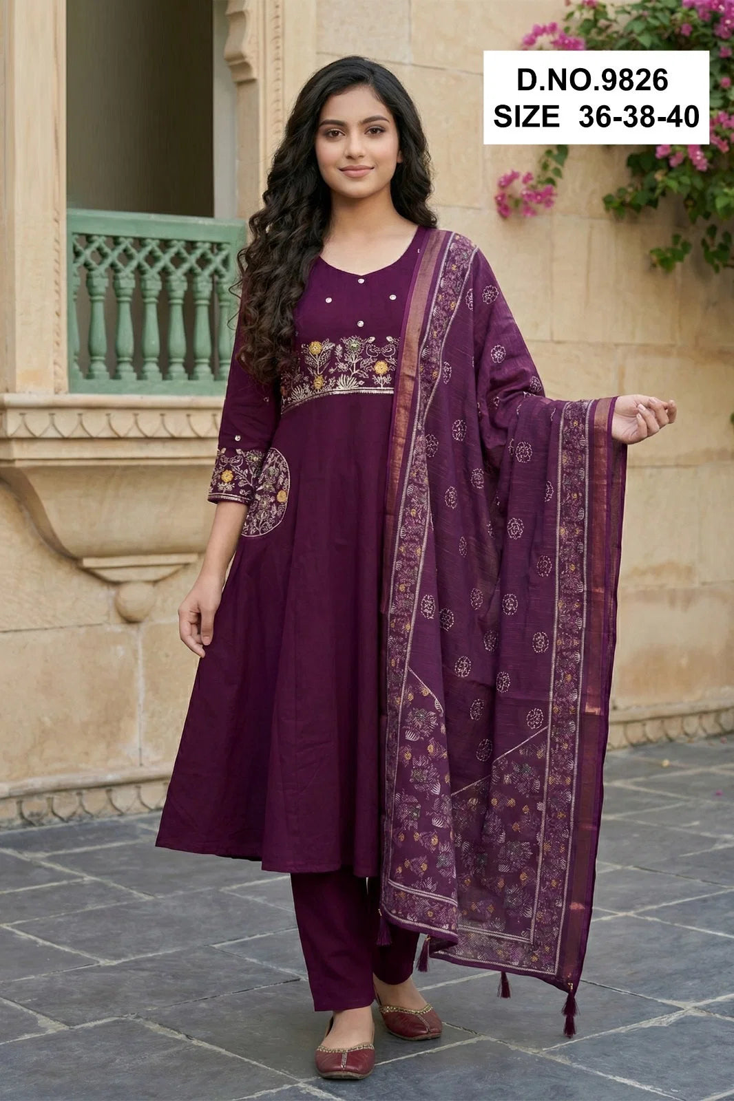 Yaashna 9825 To 9827 Dhabu Cotton Embroidery Anarkali Kurti Set