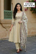 Yaashna 9825 To 9827 Dhabu Cotton Embroidery Anarkali Kurti Set