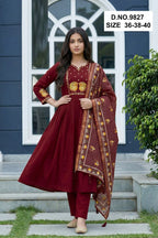 Yaashna 9825 To 9827 Dhabu Cotton Embroidery Anarkali Kurti Set