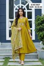 Yaashna 9825 To 9827 Dhabu Cotton Embroidery Anarkali Kurti Set
