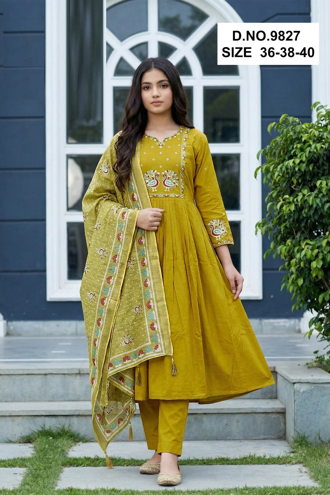 Yaashna 9825 To 9827 Dhabu Cotton Embroidery Anarkali Kurti Set