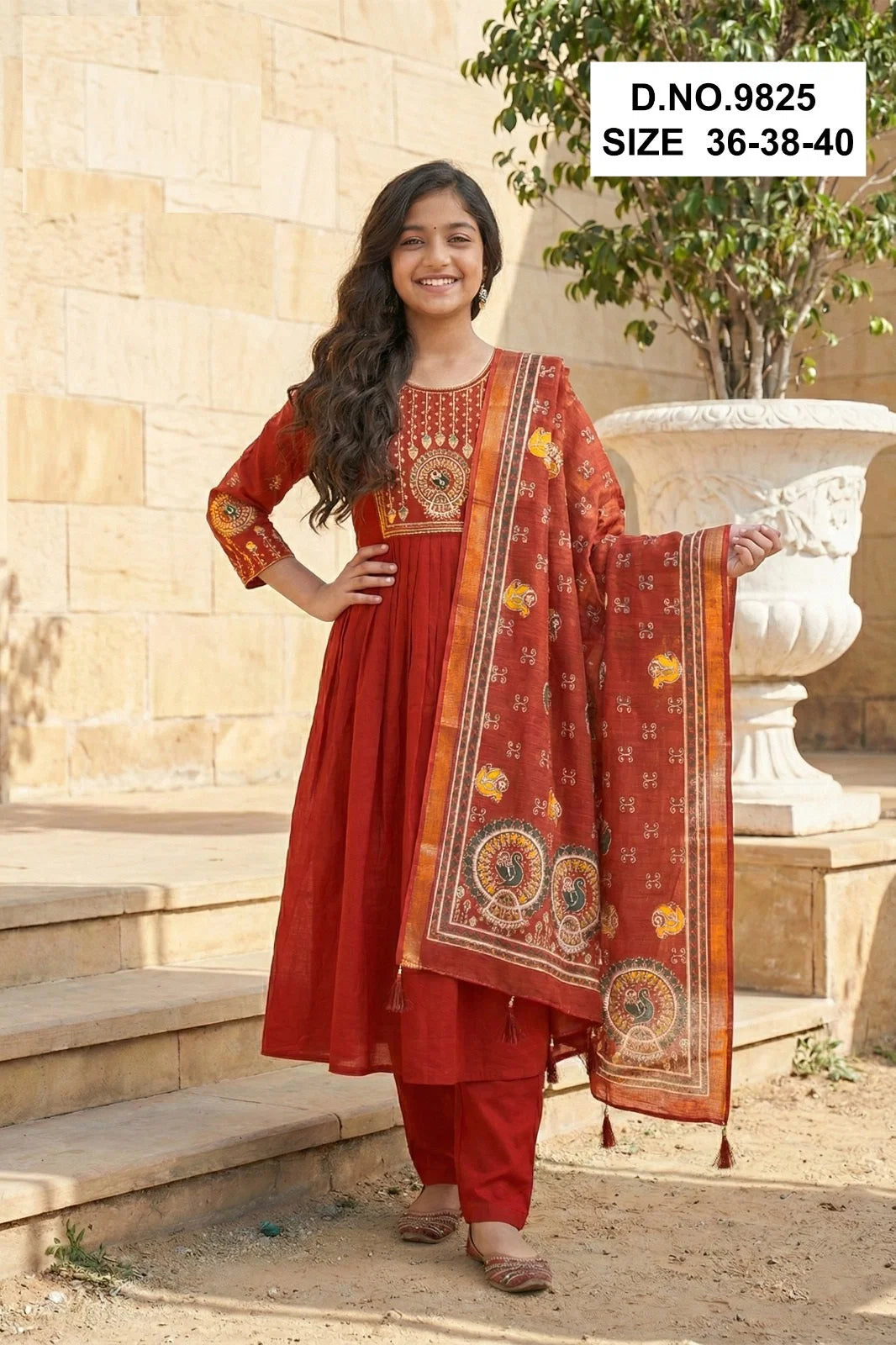 Yaashna 9825 To 9827 Dhabu Cotton Embroidery Anarkali Kurti Set