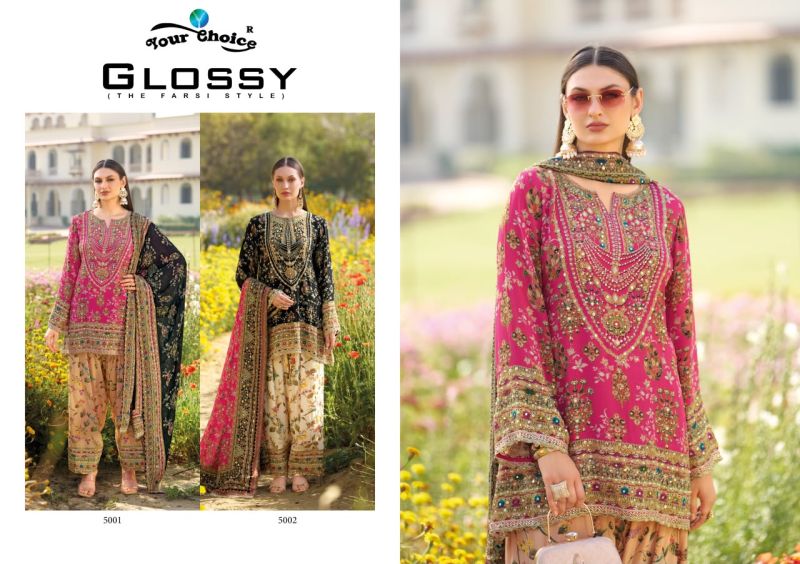 Your Choice Glossy 5001 And 5002 Chinon Designer Salwar Kameez