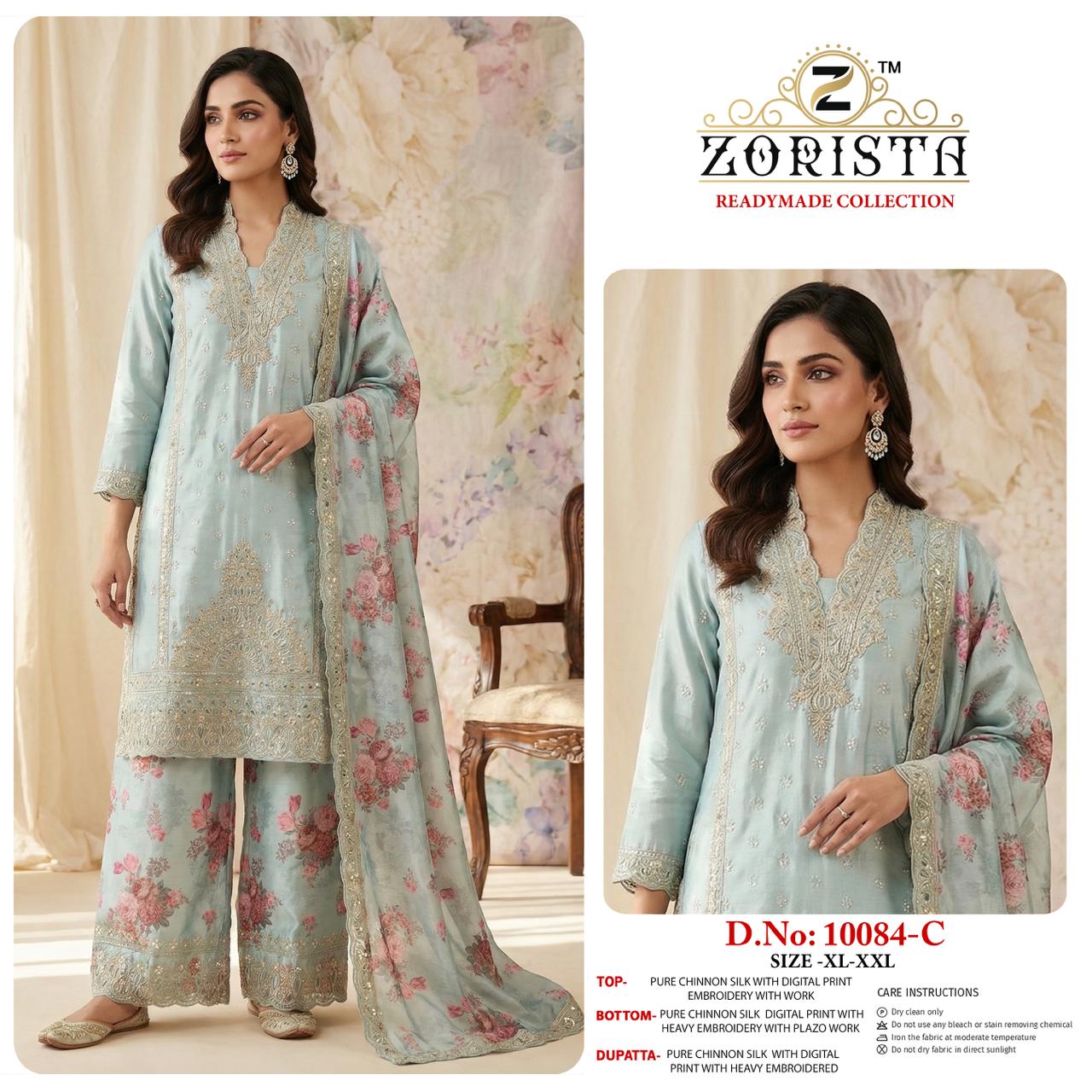 Zorista 10084 A To D Chinon Silk Embroidered Salwar Kameez