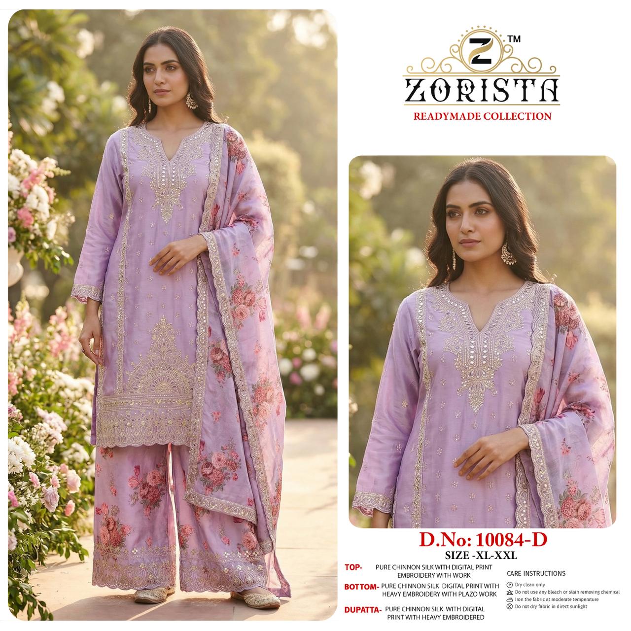 Zorista 10084 A To D Chinon Silk Embroidered Salwar Kameez