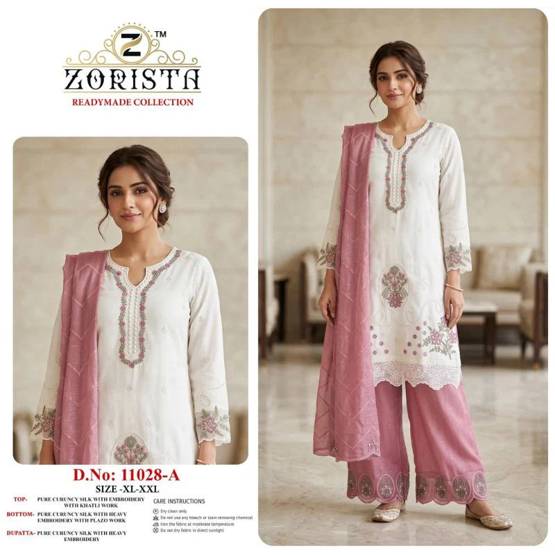 Zorista 11028 A To D Cruncy Silk Embroidered Salwar Kameez